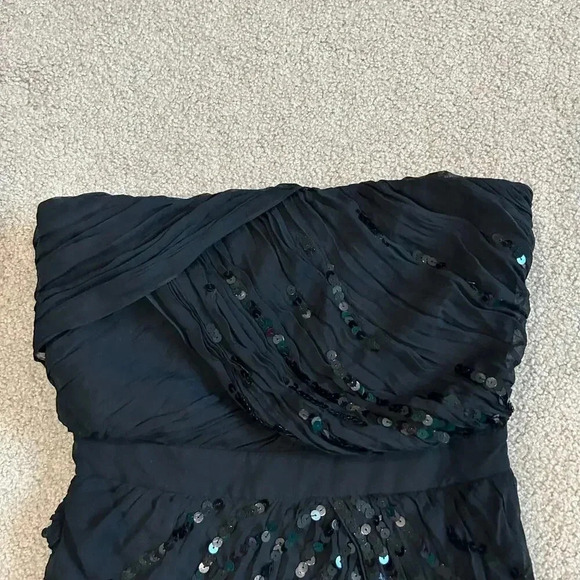Diane Von Furstenberg Garvin Embellished Black Sequin Mini Dress Strapless Sze 2 - Picture 3 of 6